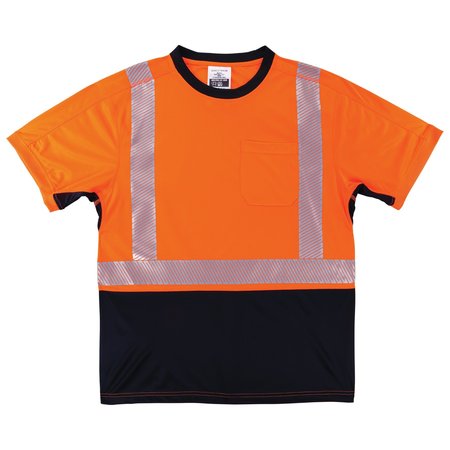 GLOWEAR BY ERGODYNE M Orange Performance Hi-Vis T-Shirt Black Bottom 8283BK